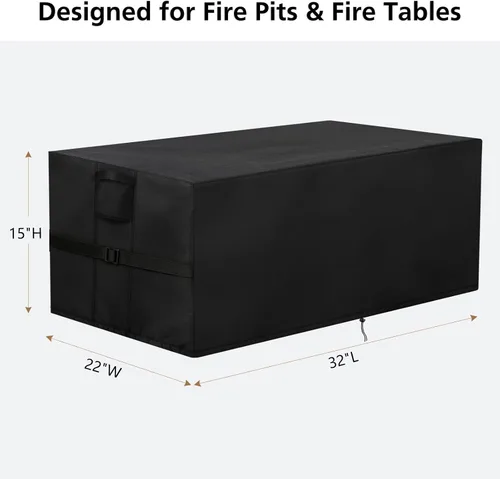 Vista 5 de TheElves Rectangle Fire Pit Cover 32x22x15 inch for Rectangle Fire Table