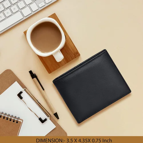 Vista 6 de Carteras RFID delgadas para hombres - Cartera de bolsillo frontal de piel genuina