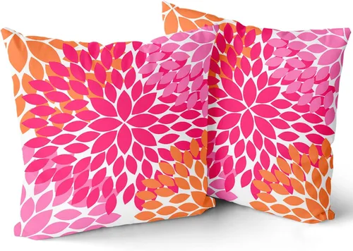 Vista 15 de Juego de 2 fundas de almohada de 18 x 18 pulgadas, diseño de dalias de color azul claro, modernas, rústicas, decorativas, de algodón, con Azul