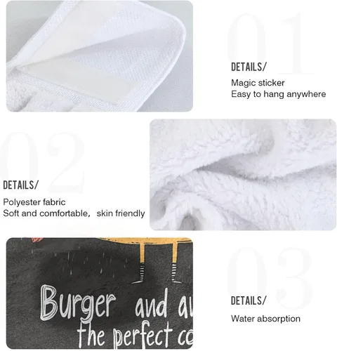 Vista 5 de Toallas de cocina colgantes para baño, lindas hamburguesas simples, gasolinera, estilo retro, juego de 2 toallas de Navidad para cocina