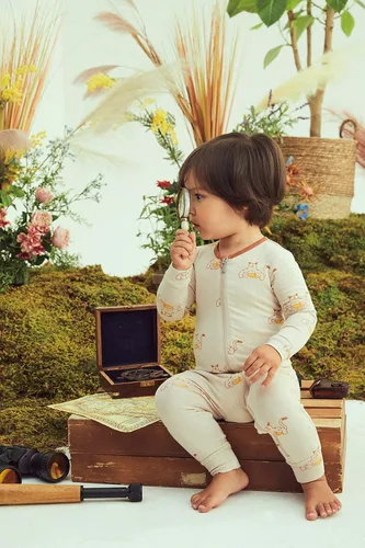 Vista 3 de moimoln Mameluco de algodón modal para niños y niñas, de una sola pieza, ajuste ceñido