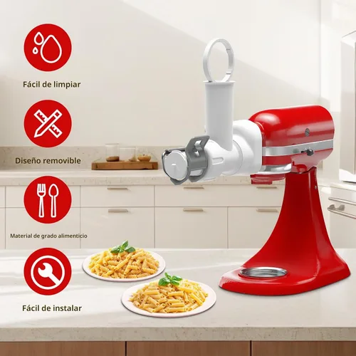 Vista 3 de Accesorio para hacer pasta para batidora de pie Kitchenaid con 6 formas diferentes de salida de pasta, duradero para accesorios y herramientas