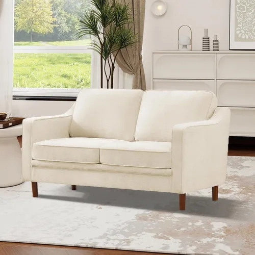 Vista 77 de Kingfun Sofá en Forma de L de 88", Sofá Seccional de Chenilla, Sofás Modernos de Mediados de Siglo con Marco de Madera Maciza para Sala de Estar