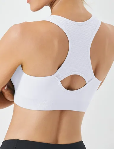 Vista 3 de FITTIN - Brasier deportivo con espalda cruzada para mujer soporte acolchado de alto impacto sin costuras para yoga gimnasio entrenamiento y Fitness