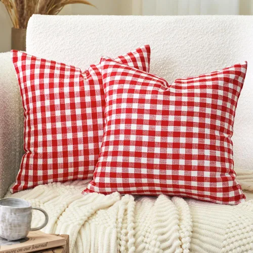 Vista 14 de CARRIE HOME - Juego de 2 fundas de almohada de exterior a cuadros de búfalo blanco y negro de 16 x 16, almohadas de sofá de decoración de granja