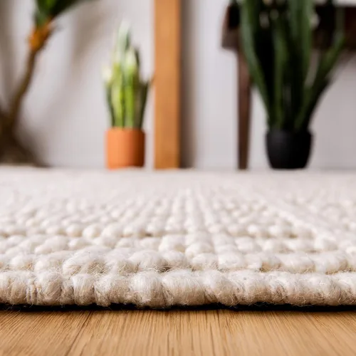 Vista 5 de SAFAVIEH Natura Collection - Alfombra decorativa de 2 x 3 pies, color marfil, con flecos de lana marroquí bohemia, hecha a mano, ideal para zonas