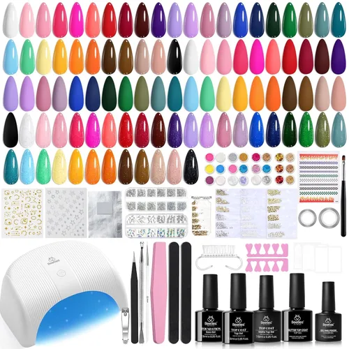 Vista 23 de Beetles - Kit de esmalte de uñas de gel con luz UV, 20 colores, juego de 31