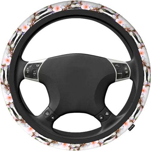 Vista 2 de Swono - Funda antideslizante para volante de conejito de Pascua, lindos conejos, mariposas, flores, rama a rayas, de neopreno, fundas para volante