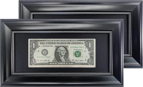 Vista 11 de GMFrames Marco de billetes de dólar de caoba con vidrio real de estera negra