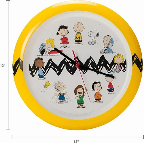 Vista 4 de Mark Feldstein Peanuts Zig Zag - Reloj de pared, color amarillo y negro