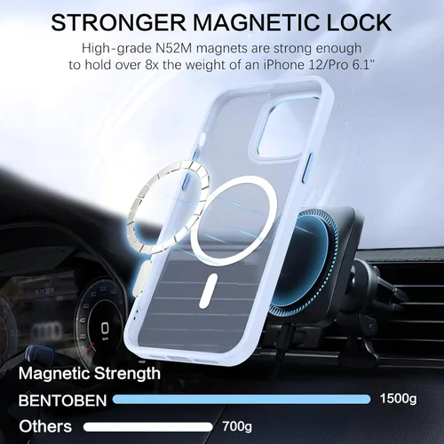 Vista 3 de BENTOBEN Funda magnética para iPhone 12, iPhone 12 Pro [compatible con Magsafe], funda translúcida mate, delgada, a prueba de golpes, para mujeres