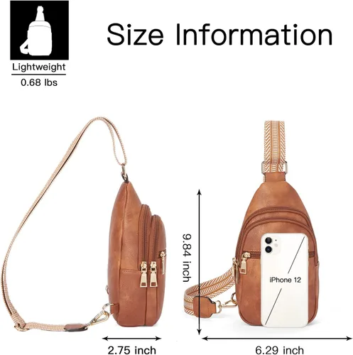 Vista 7 de Telena Sling Bag for Women Crossbody Fanny Packs for Women Leather Sling Chest Bag