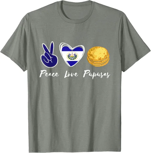 Vista 32 de Pupusas Lover Love Peace El Salvadaor Camiseta Comida Salvadoreña