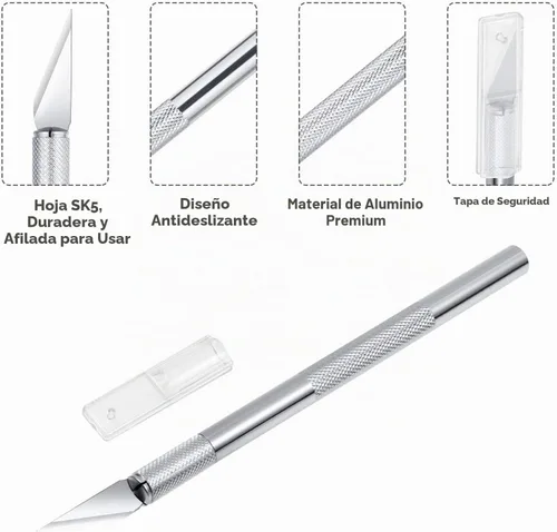 Vista 3 de Anezus Cuchillo de precisión y tapete de corte autocurable, juego de cuchillos de pasatiempos con 30 cuchillos para arte, hobby, manualidades A.Verde