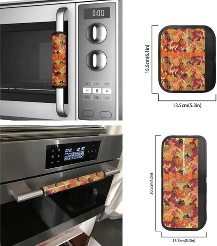 Vista 7 de 6 fundas para manija de puerta de refrigerador de Acción de Gracias, cubierta de manija de nevera de otoño, hoja de arce, protector de manija