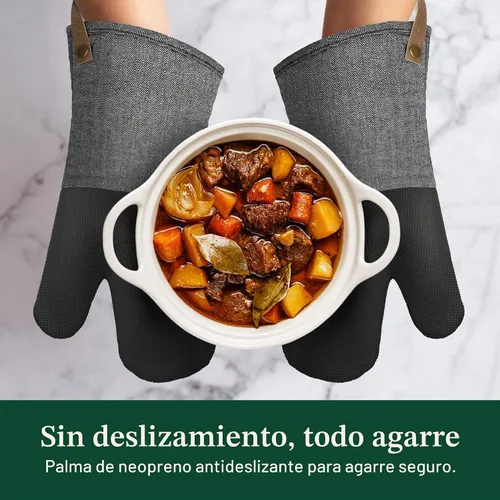 Vista 3 de Cuisinart Heritage - Guantes para horno de cocina, resistentes al calor Negro (Chevron)