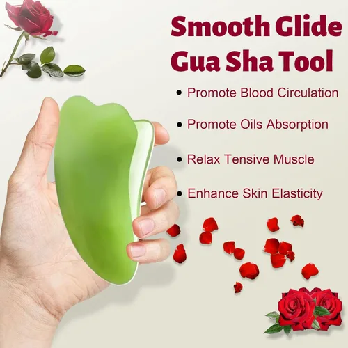 Vista 4 de Paquete de 3 aceites faciales Gua Sha para mujeres, aceite de rosa mosqueta, aceite facial orgánico con infusión de rosa, vitamina E y C