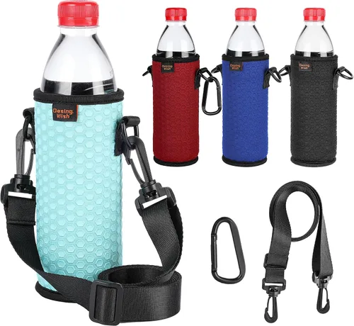 Vista 8 de Fundas aislantes portátiles de plástico de 16.9 onzas, fundas aislantes de 16, 17, 18 onzas, soporte para botellas/latas con correa para el hombro