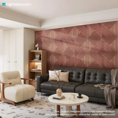 Vista 3 de Paquete de 8 paneles acústicos de pared, paneles de espuma a prueba de sonido con patrón de madera para paredes, paneles acústicos decorativos