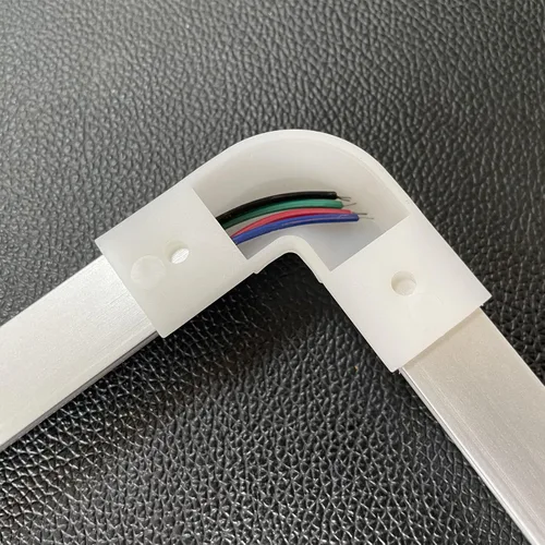 Vista 7 de THMOOTHER Paquete de 8 tiras LED en forma de V de 0.630 in de ancho con conector blanco de 90 grados, kit de esquina de perfil de cubierta curvada