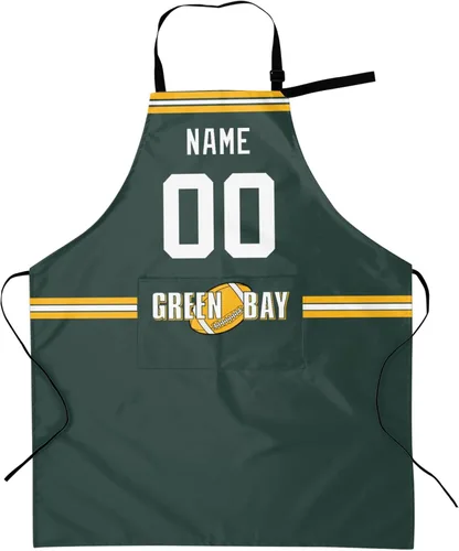 Vista 30 de Delantal con bolsillos, nombre personalizado y número, regalos personalizados para hombres y mujeres fanáticos del fútbol