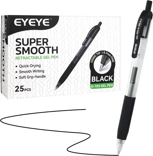 Vista 7 de EYEYE G-103 - Bolígrafos de gel retráctiles de 0.020 in, paquete de 25 bolígrafos de tinta de gel de punta extra fina, secado rápido, bolígrafo
