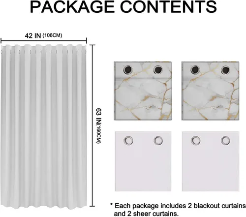 Vista 3 de Cortinas opacas de mármol blanco, modernas cortinas abstractas transparentes para sala de estar y dormitorio, diseño de cortina y gasa que puede