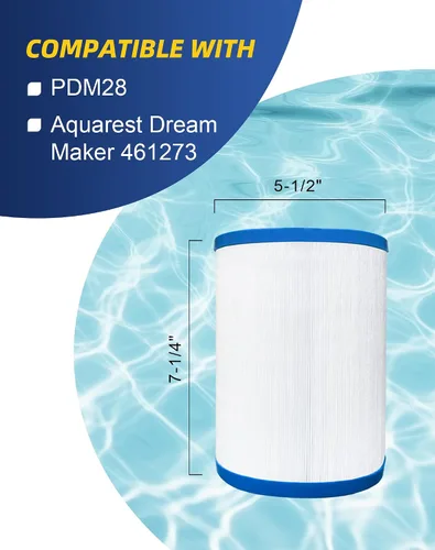Vista 2 de ZOTEE Filtro de repuesto para bañera de hidromasaje Aqua Crest PDM28 461273, Dream Maker 2 Pack Compatible with Aquarest Dream Maker 461273