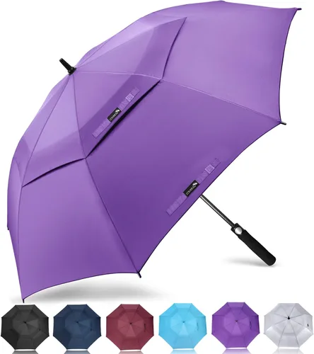 Vista 28 de ZOMAKE - Paraguas de golf a prueba de viento, extragrande, de gran tamaño, de doble dosel resistente para lluvia, juegos deportivos y carrito