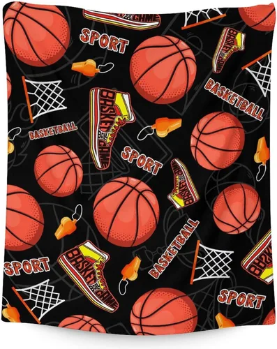Vista 14 de Mantas de baloncesto – Manta suave y mullida para niños – Manta pequeña de 30 x 40 pulgadas para sala de estar y oficina – Manta deportiva negra