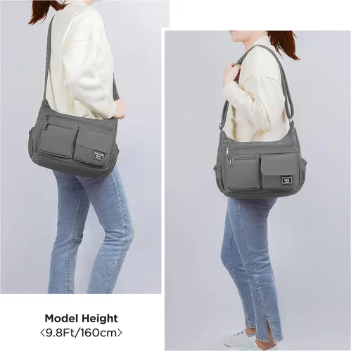 Vista 2 de VOLGANIK ROCK Bolsos cruzados para mujer bolso de hombro de viaje RFID impermeable bolso de mensajero casual de nailon