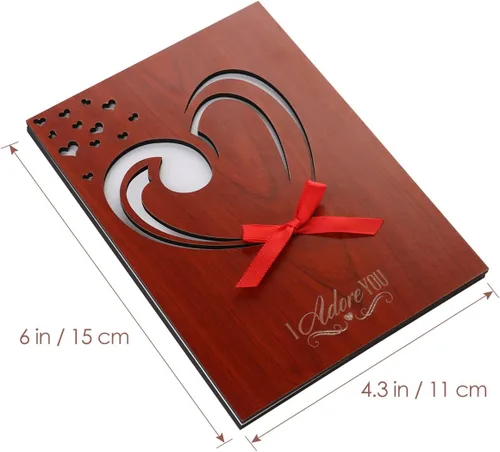 Vista 6 de BESTOMZ tarjeta de madera hecha a mano para Día de la Madre, cumpleaños, aniversarios, bodas y ocasiones especiales
