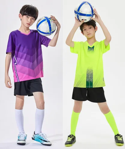 Vista 7 de Paquete de 2 camisetas de fútbol y pantalones cortos para niño, de secado rápido, uniforme de entrenamiento de equipo deportivo