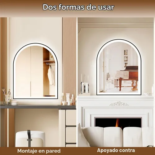 Vista 6 de Espejo de baño con iluminación LED arqueada de 24 x 30 pulgadas con luces