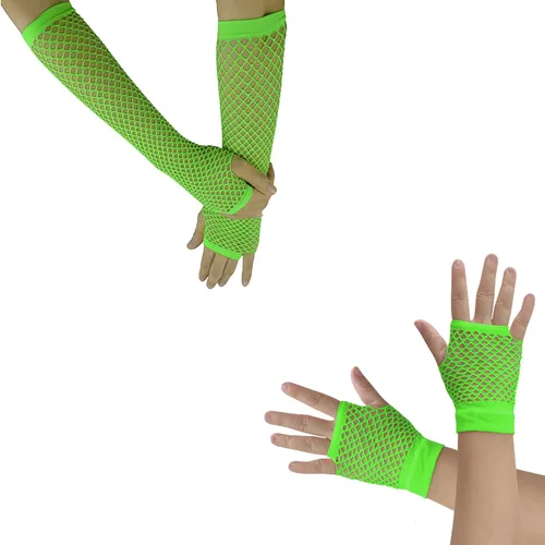 Vista 15 de Guantes de red para mujer, mangas largas de red de pesca para trajes Emo Punk 12 pares de guantes de red largos y cortos