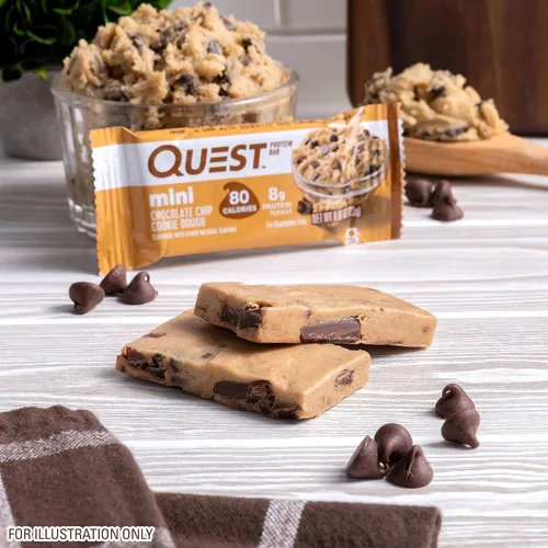Vista 7 de Quest Nutrition Mini barras de proteína de masa de galletas con chispas de chocolate, 0.28 oz de proteína, 0.04 oz de azúcar, 0.07 oz