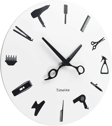 Vista 4 de Timelike Barber Equiment Tools Reloj de pared Diseño moderno Barbería Negocios Señal Reloj de pared Belleza Peluquería Reloj de peluquería Regalo