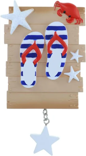 Vista 2 de Adorno personalizado para parejas 2024 – Adorno de chanclas, regalos para parejas, adornos de Navidad para parejas, playa, boda, playa, adornos