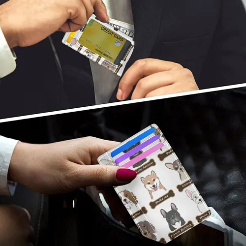 Vista 6 de Cartera minimalista delgada, bolsillo frontal RFID bloqueo de cuero titular de la tarjeta de crédito, Multi 19
