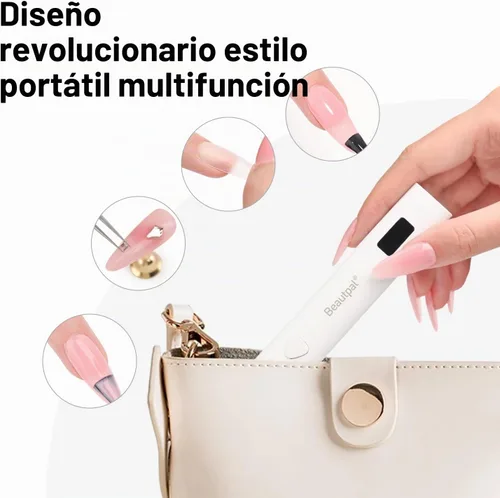 Vista 5 de BEAUTPAL - Luz UV de mano para uñas, mini secadora de uñas inalámbrica, cuello de cisne flexible, luz LED con pantalla LCD, lámpara de uñas de gel