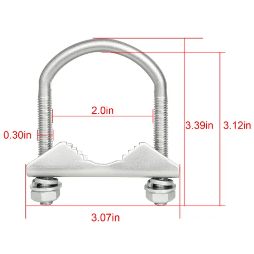 Vista 2 de XRDS-RF Abrazadera de montaje de antena U-Bolt 2 PCS, abrazadera de mástil de antena V bloque de mandíbula con pernos en U para antena exterior