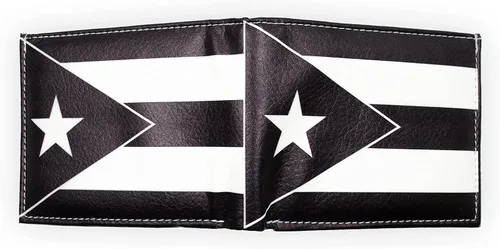 Vista 4 de Paul Walter - Billetera de cuero vegano con estampado de bandera de Puerto Rico para hombre en caja de regalo hecha a mano, el mejor regalo para él
