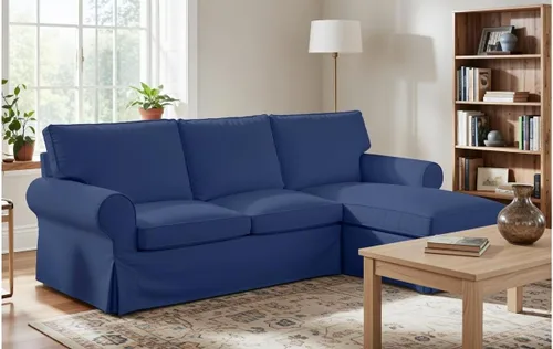 Vista 5 de Solo funda para sofá. Sofá de dos plazas Ektorp de algodón denso (2 plazas) con funda de repuesto para tumbona compatible con la funda de sofá Azul