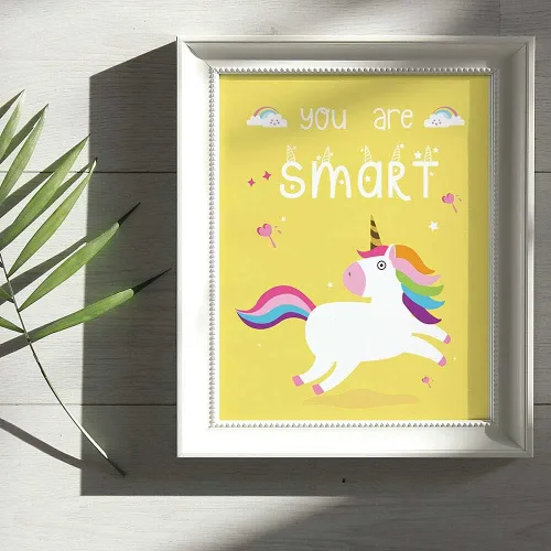 Vista 6 de IIILUYOT Juego de póster inspirador de unicornio, paquete de 4 (8 x 10 pulgadas), decoración de habitación de niñas, arte de pared para dormitorio