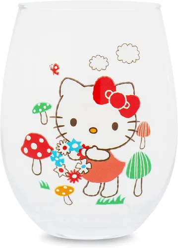 Vista 10 de Silver Buffalo Sanrio Hello Kitty You Had Me At Hello Glitter - Vaso de vino sin tallo para cócteles, capacidad para 20 onzas Hello Kitty Me Tuviste