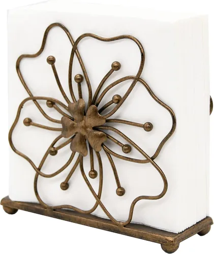 Vista 2 de OwlGift Servilletero de estilo floral, dispensador de pañuelos independiente, almacenamiento de servilletas para mesa de comedor, para el hogar Flor