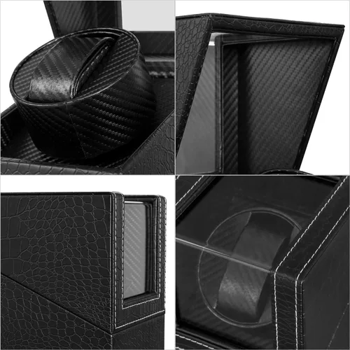 Vista 4 de Automatic Single Watch Winder with Quiet Japanese Motor,AC Adapter or Battery Powered,Premium Leather Exterior and Soft Flexible Watch Pillows for