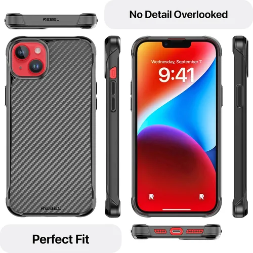 Vista 4 de REBEL Funda para iPhone 14 Plus [Serie de fibra de aramida Gen-4] Fuerte compatible con MagSafe, esquinas protectoras a prueba de golpes, botones
