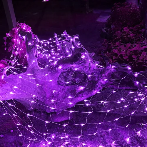 Vista 11 de LJLNION Luces de red de San Valentín, 360 luces LED de 12 pies x 5 pies, cadena de luces de malla conectables, 8 modos de iluminación, adaptador