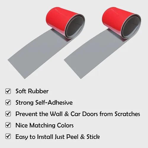 Vista 2 de Rubber Bond Protectores de pared de garaje, protectores de parachoques de goma autoadhesivos fuertes de 6 x 48 pulgadas para paredes de garaje